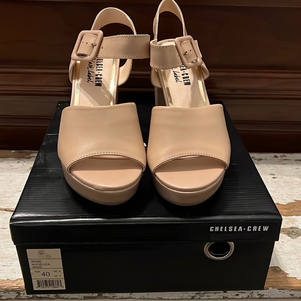 Chelsea Crew Black Label “Rose” platform sandals. Never worn